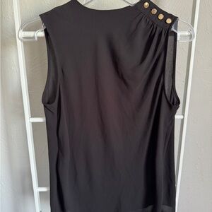 Tahari Black Sleeveless Blouse with Gold Details